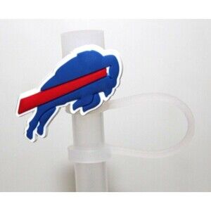 Sport Straw Cover Cap Football NFL Silicone Straw Buffalo Bills Logo Lot 4